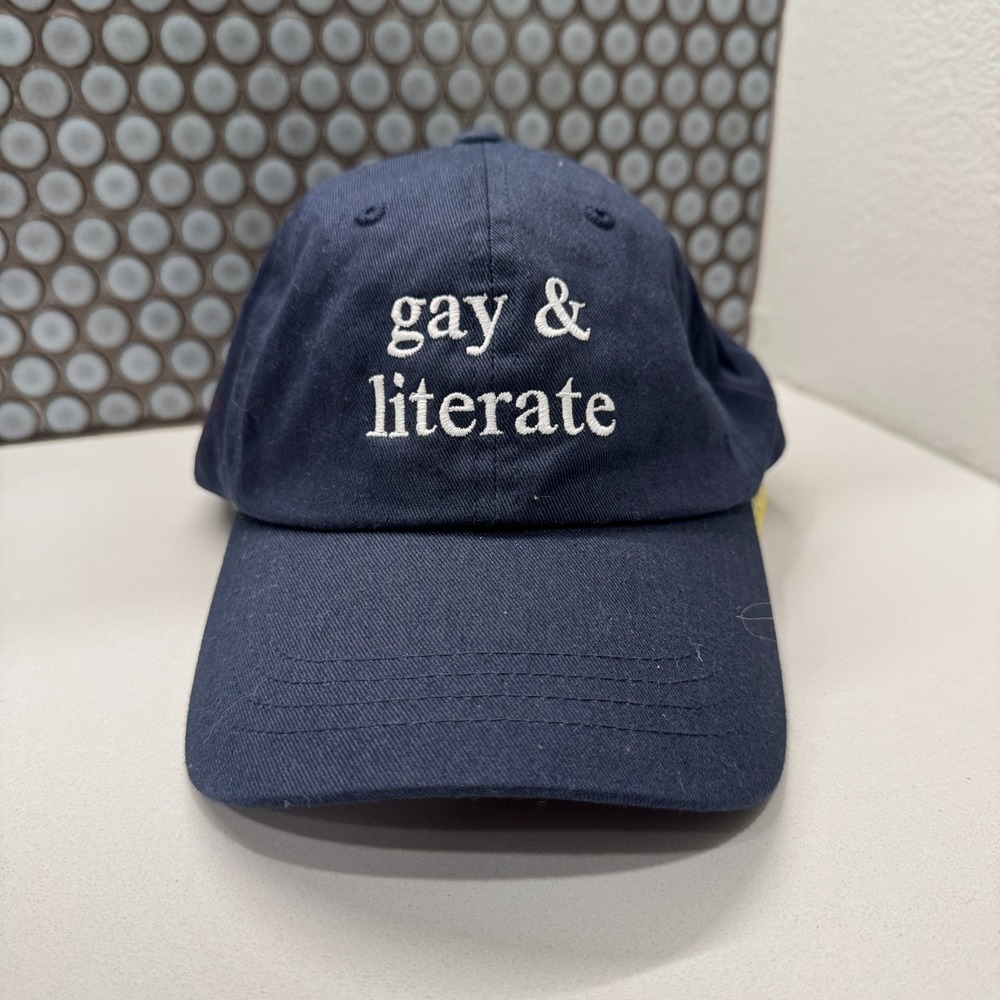 Gay & Literate Hat Cap Dad Strap Back Cotton Casual Preppy Minimal Spellout LGBT